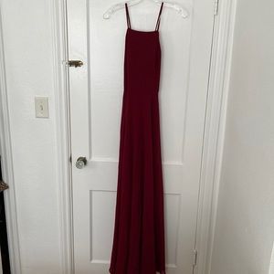 Lulu’s high neck maroon A-line evening dress